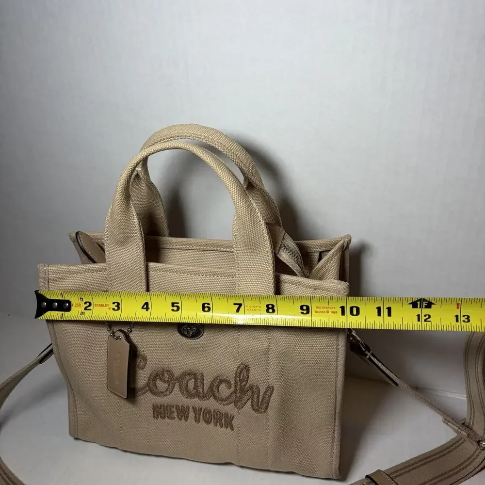 COACH Cargo Canvas Tote Crossbody Bag Silver/Natural Beige - Picture 3 of 8